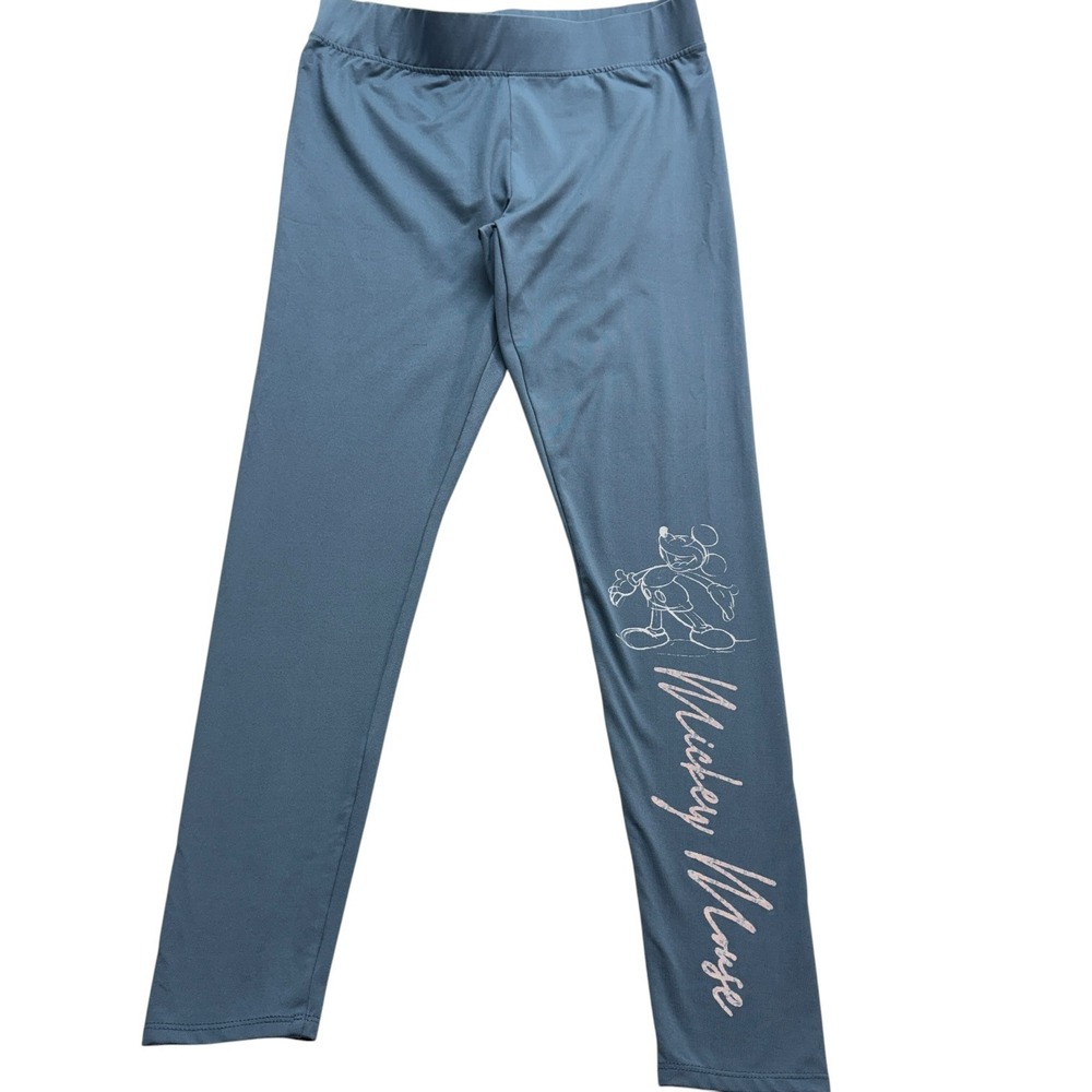 Disney Mickey Mouse Size Large Blue Stretch Leggings Pull On Graphic Pants